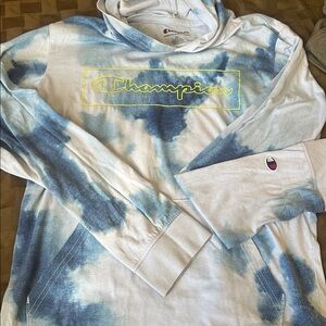 Champion Blue and White Tie-Dye Sweatshirt